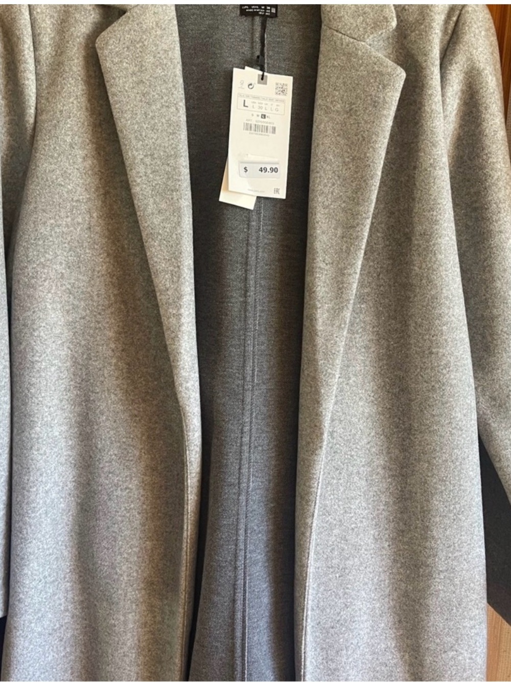 Zara Light Gray Open-Front Trench Coat